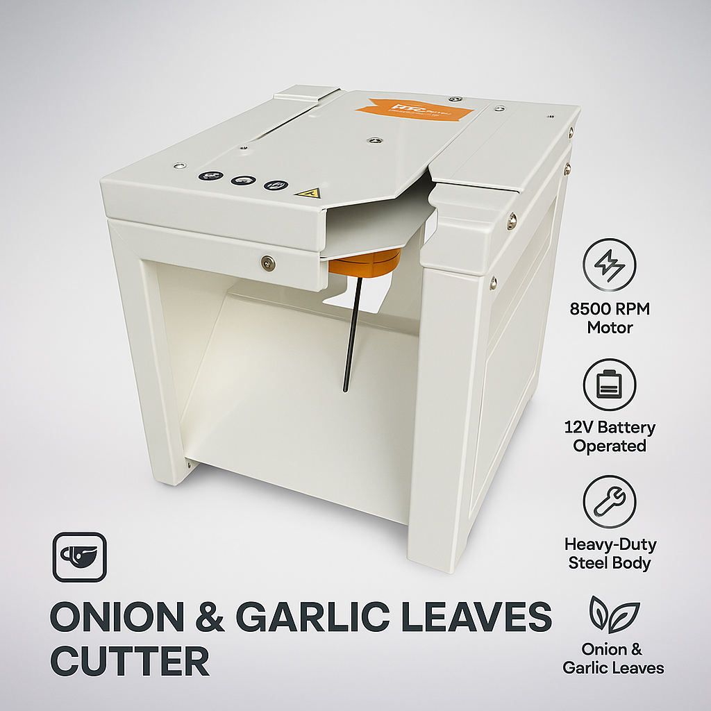 Heavy Duty Onion and Garlic Leaves Cutting Machine, 12V Battery Operated, 8500 RPM
