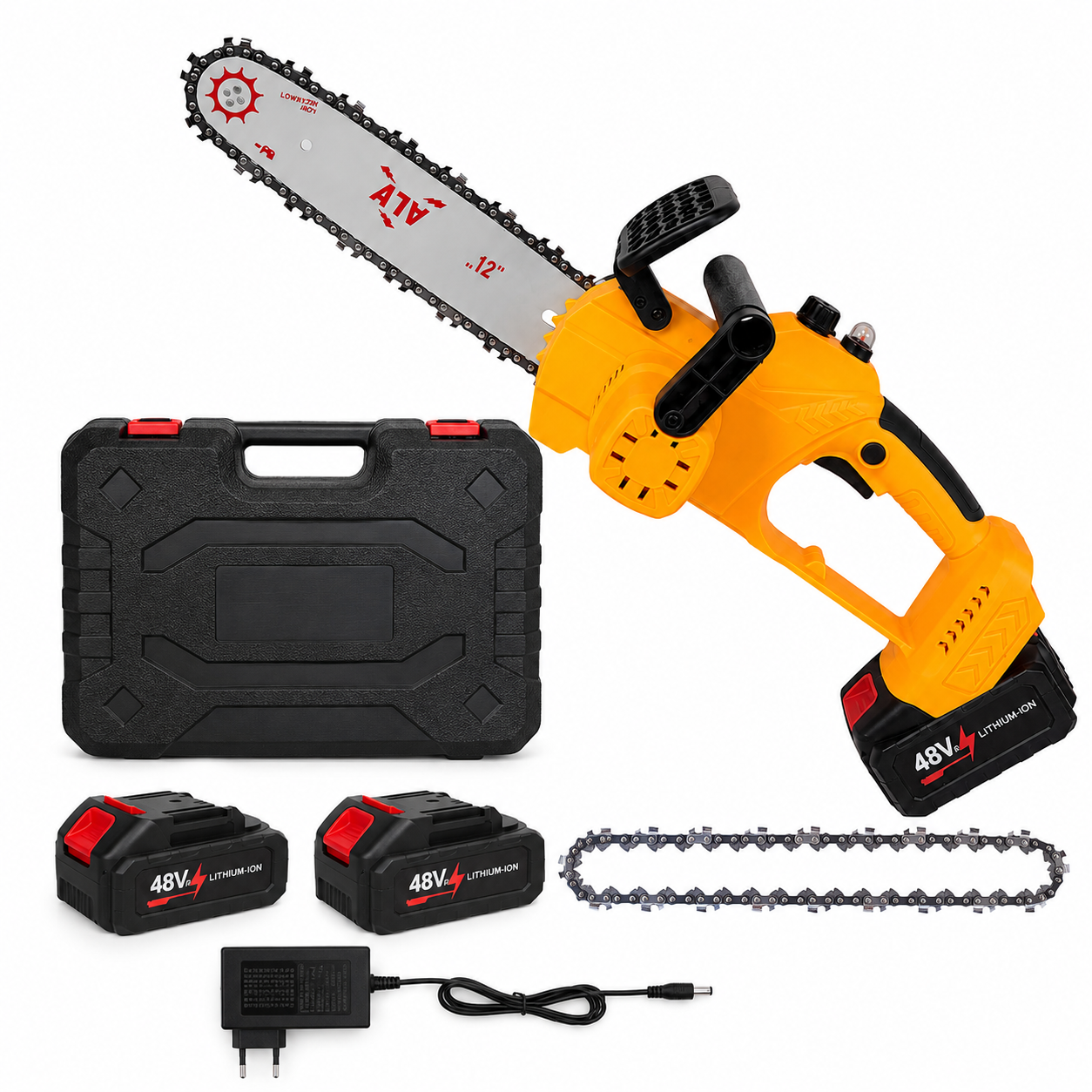 ALF Brushless Powerful 12" Chainsaw with Lithium 48v Dual Battery